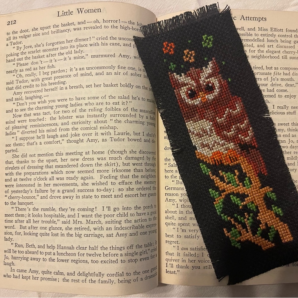 Handmade Owl Cross-Stitch Bookmark
